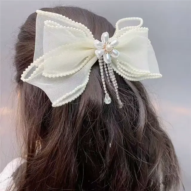 Nowe kobiety orchidea frędzle Rhinestone biżuteria spinka do włosów damskie dziewczyny koronki szpilki do włosów kucyk warkocz damski wykwintne nakrycie głowy