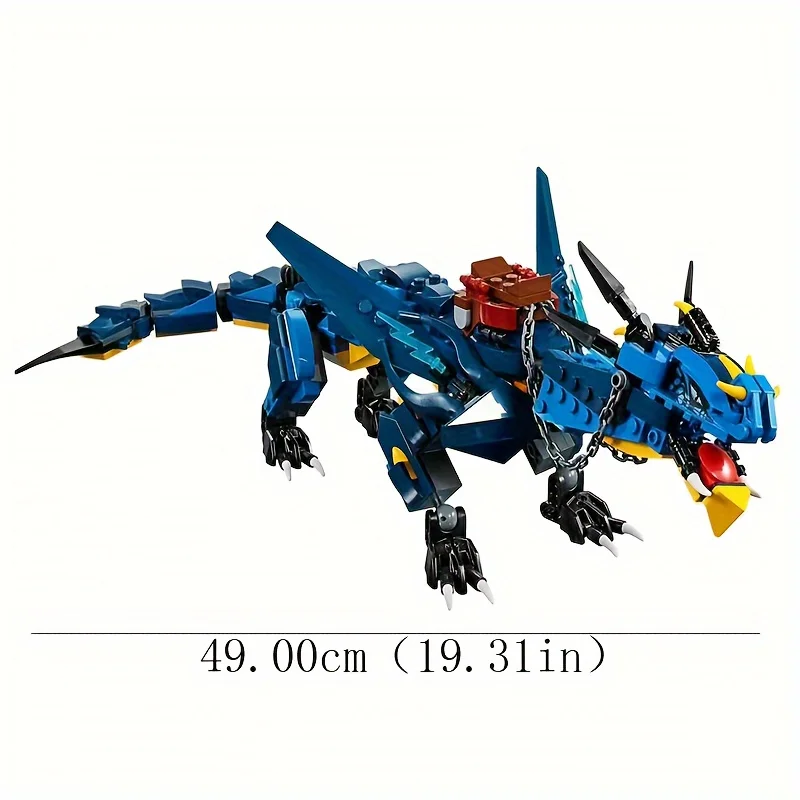 Lightning Dragon Building Block Set, brinquedos de montagem criativa, presentes DIY, compatível com 70652, 494pcs