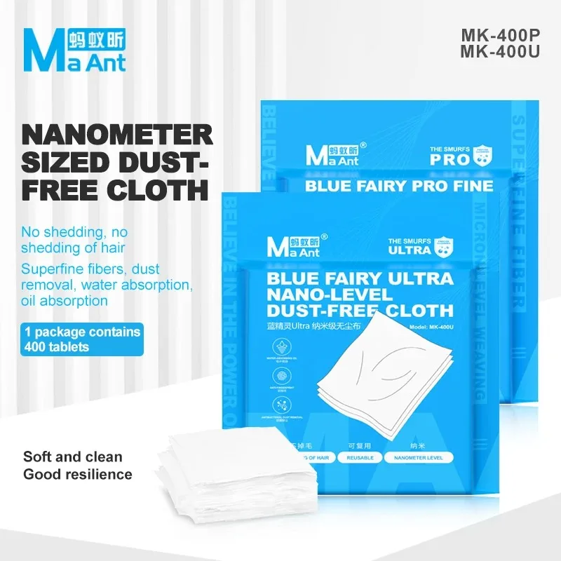 MaAnt MK-400P MK-400U Dust-Free Cloth 400PCS No Shedding Reusable for Phone PCB Semiconductor Cleaning Tools