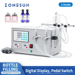 ZONESUN Liquid Filling Machine Magnetic Pump Water Juice Essential Oil Fluid Quantitative Filler Packing Production ZS-YTMP2S