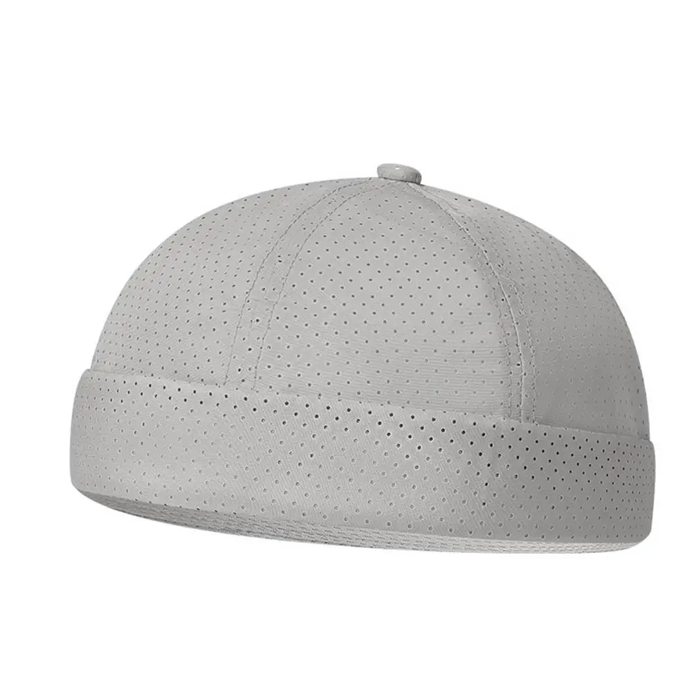Ciepła Oddychająca Czapka Skullcap Unisex z Elastycznymi Panelami, Czapka Docker, Streetwearowa Czapka Dome, Czapki Hip Hop, Regulowane Wiosenne Czapki Bez Daszka z Siatką