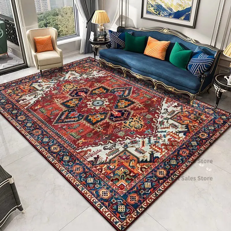 

Retro Persian Ethnic Carpets Turkish Rugs for Living Room Bedside Bedroom Vintage Floor Mats Entrance Doormat Carpet Large Rug