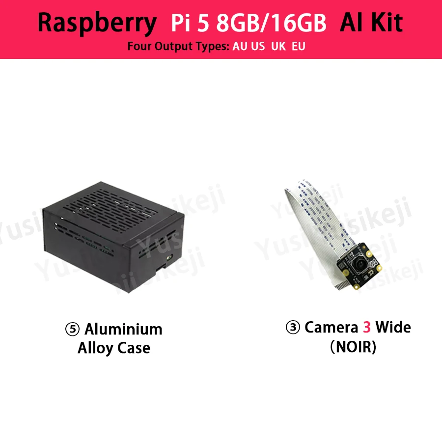 Raspberry Pi 5 8GB Raspberry Pi 16GB (Pi5 8GB/Pi5 16GB+Ai HAT 26Tops+Case+Camera+Radiator+HDMI+256GB Card+Power Supply)