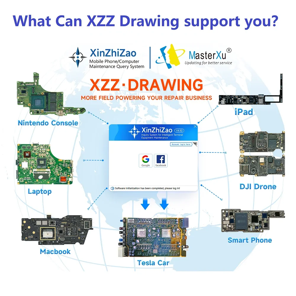 Xinzhizao Maintenance Inquiry System Schematic for IPhone IPad Huawei Honor Black Shark Redmi Samsung Circuit Chips Repair Case