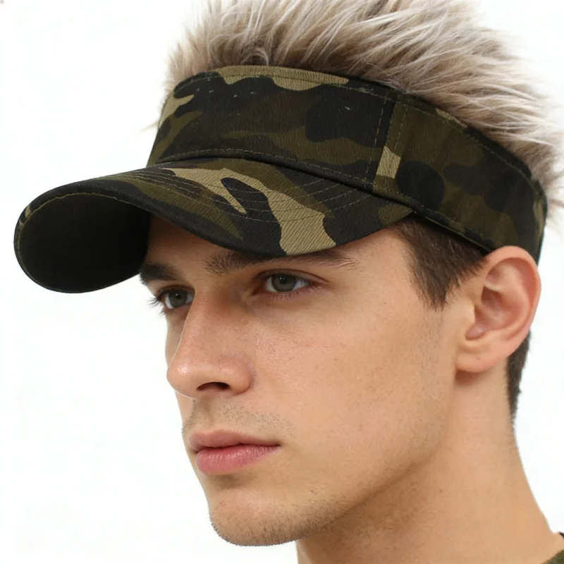 Army Green Camouflage Printed An-ti UV Golf Baseball Cap Fake Spiked Hair Sports Running Hat Mens Synthetic Wig Sunshade Sunhat - view 4