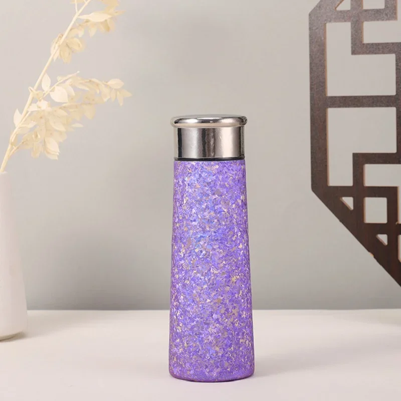 300ml Conical Thermos Cup,Double Layer Pure Titanium Vacuum Flasks,Crystal,Holiday Gift,Portable Antibacterial Water Bottle