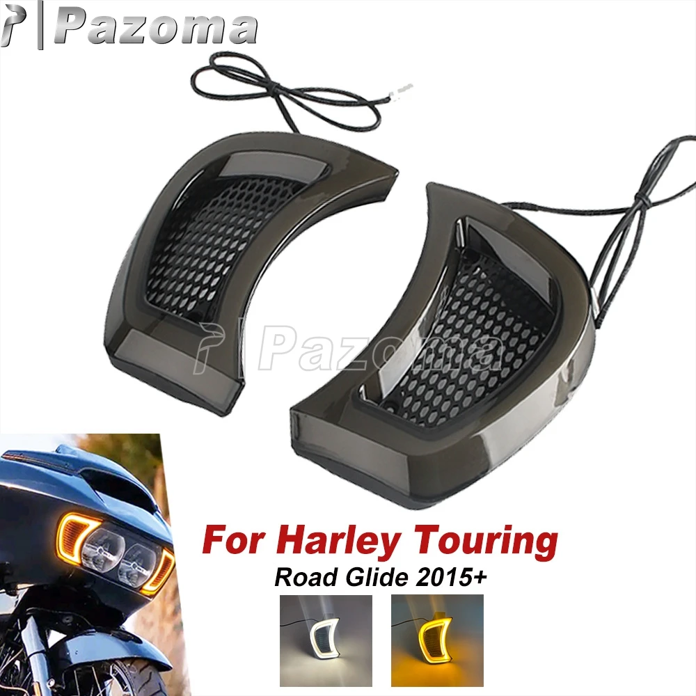 

For Harley Road Glide Limited ST Ultra Special FLTR FLTRU FLTRXS FLTR Motorcycle LED Turn Signal Light Headlight Vent Accent DRL