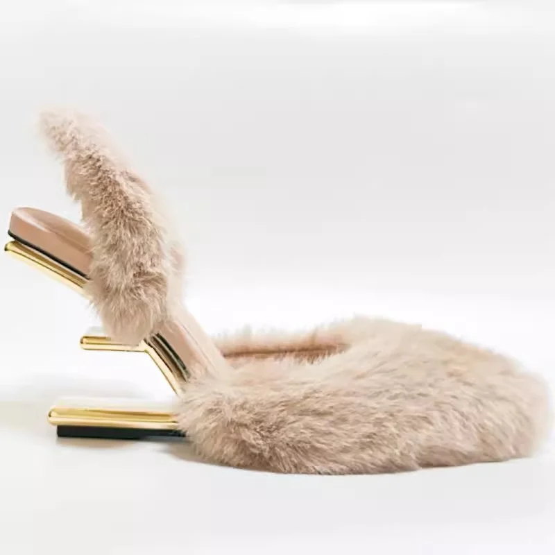 2024 New French Pointy Shallow Shoes Pumps Women Shaped Heels Sheepskin Back Strap High Heel Cober Toe Hollow Single Female Shoe