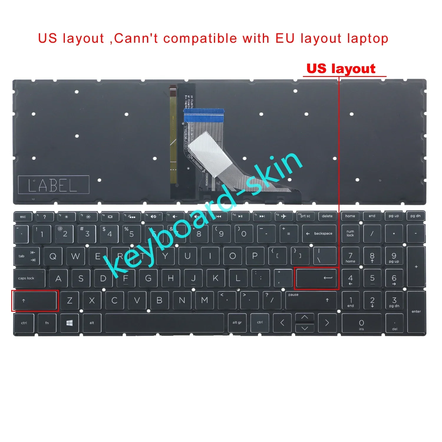 US Keyboard no-frame with-backlit for HP 15S-DU 15S-DY 15-DW 15-CS 15-CW 15m-ds TPN-C139 15M-CP 15m-cp0011dx 15m-cp0012dx laptop