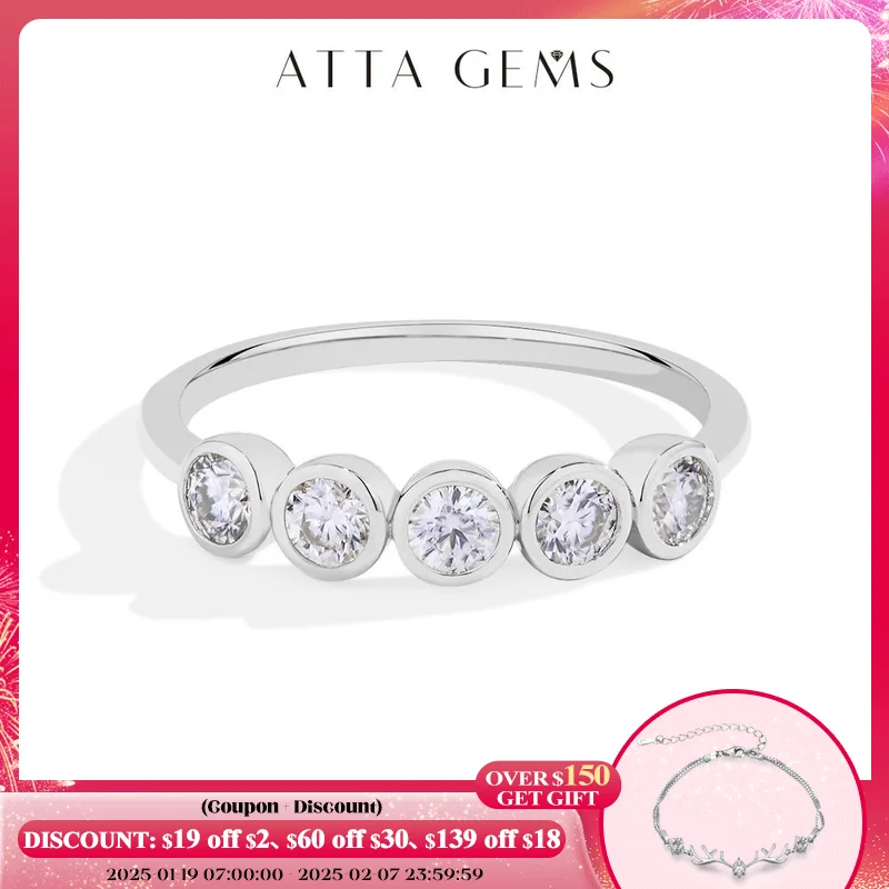 ATTAGEMS-Anillo de moissanita de corte redondo para mujer, Plata de Ley 925, Diamante D/VVS1, banda de boda, joyería de compromiso, regalo diario, 3,0mm