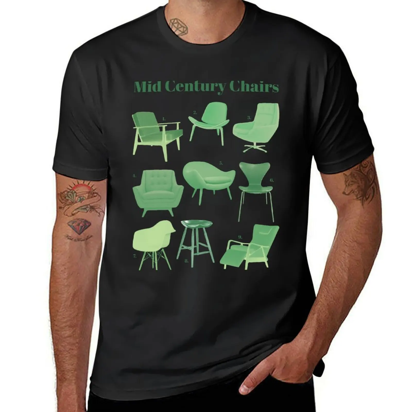 Mid Century Chairs T-Shirt plus size tops anime clothes quick-drying kawaii clothes mens graphic t-shirts