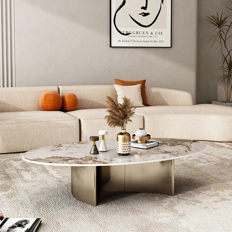 Nordic Oval Marble Coffee Tables Book Minimalist Console Auxiliary Coffee Tables Service Tea Dining Stoliki Kawowe Furniture