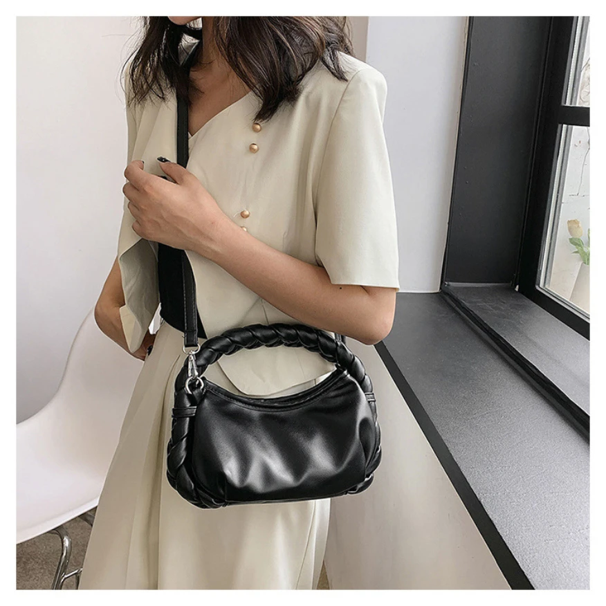 

Zipper Pu Shoulder Bags Bow Design 2024 High Quality Bags for Women Solid Colors Interior Compartment Women's Crossbody Bags