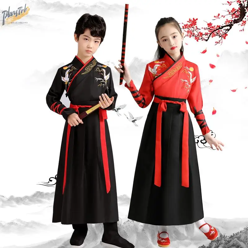 

Bla Martial Arts Boy Set Ancient Chinese Sle Student Class orm Girls Dance Performance Costume Hanfu Traditional Clot...