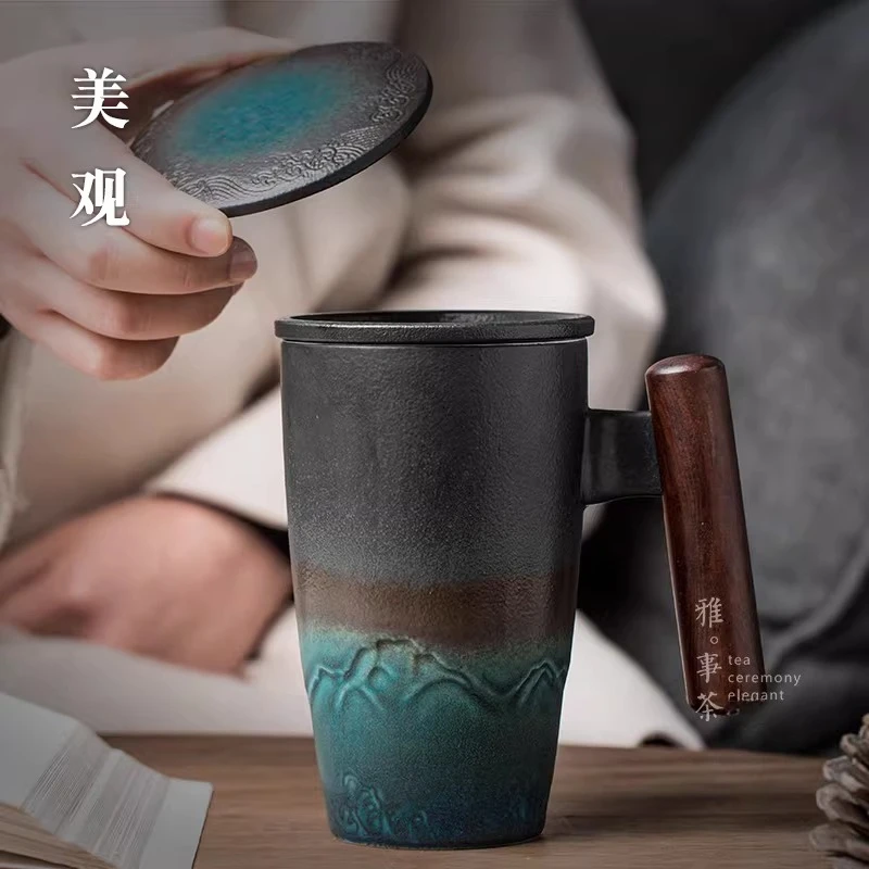 Filter teacup Office tea cup Household filter tea Simple with lid Tea separation cup Personal use Teachers' Day