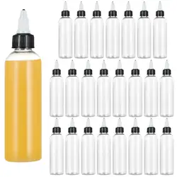 24Pcs Clear Dispensing Bottles 2oz Plastic Squeeze Bottles With Twist Top Caps Round Squeeze Bottles For Kitchen Food Making