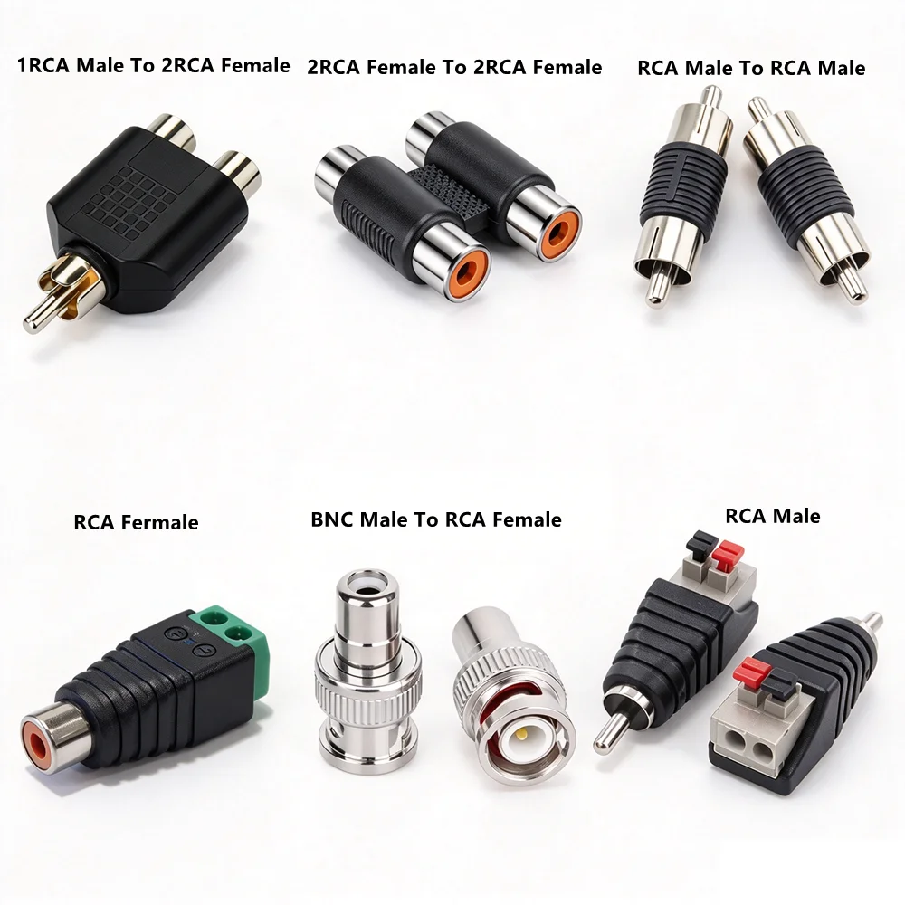 RCA Connector Adapter BNC To RCA Adapter RCA Female to Female Jack Plug Connector Video Audio Extender Cord Cable Converter