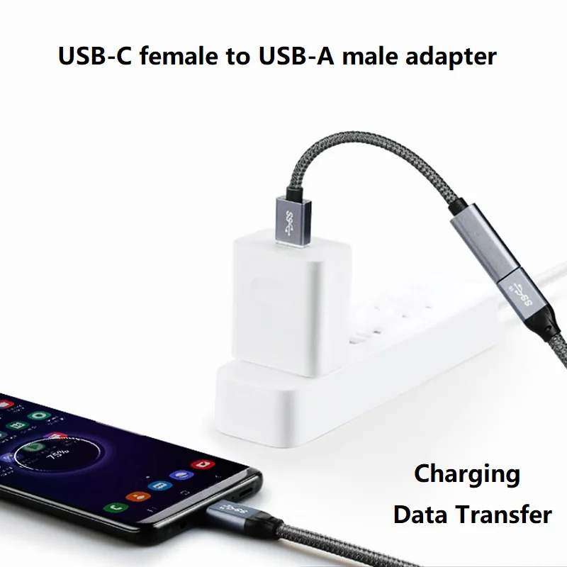 USB C Female to USB Male Adapter Type C to USB A Charger Cable Connector USB-C to USB 3.2 Data Converter for Samsung Google Itel