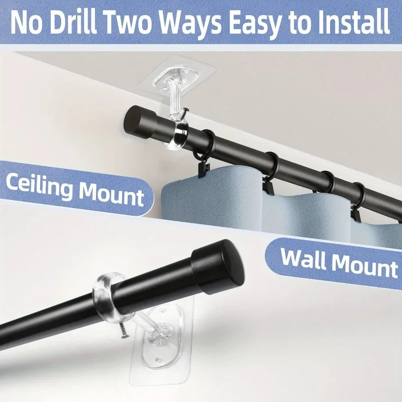 1Pcs of household non drilling ceiling installation curtain rod bracket Hook frame Strong support shower curtain rod bracket