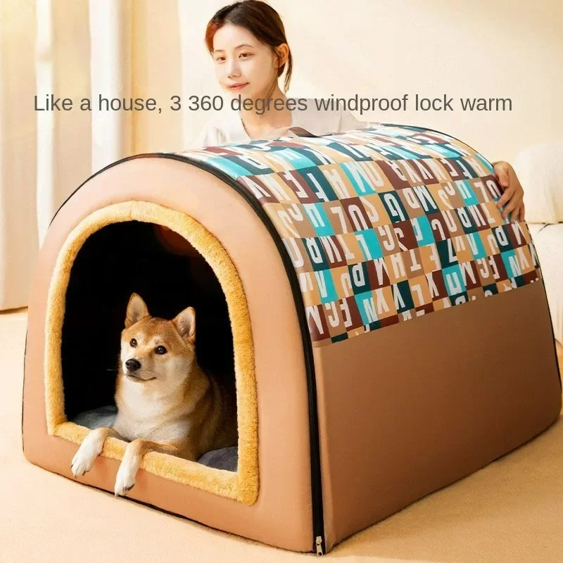 Kennel Winter Warm Medium Large Dog Oversized House Dog House Removable and Washable Golden Retriever Pet Supplies Asesorios