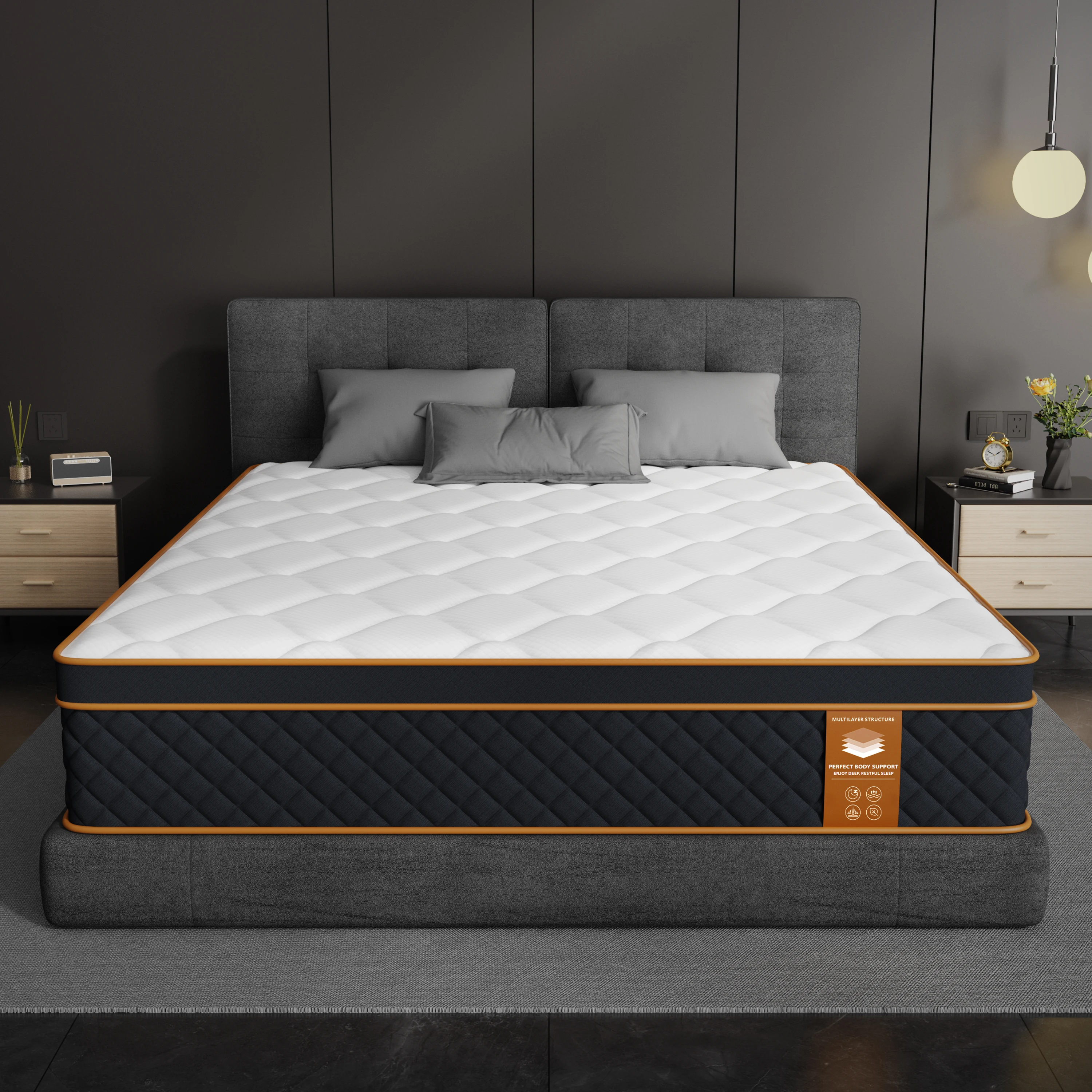 SKSBTF matelas à ressorts ensachés 90/120/140/160/180x200cm 25cm d'épaisseur matelas en mousse à mémoire de forme Support zoné pour dormir tapis de lit Double