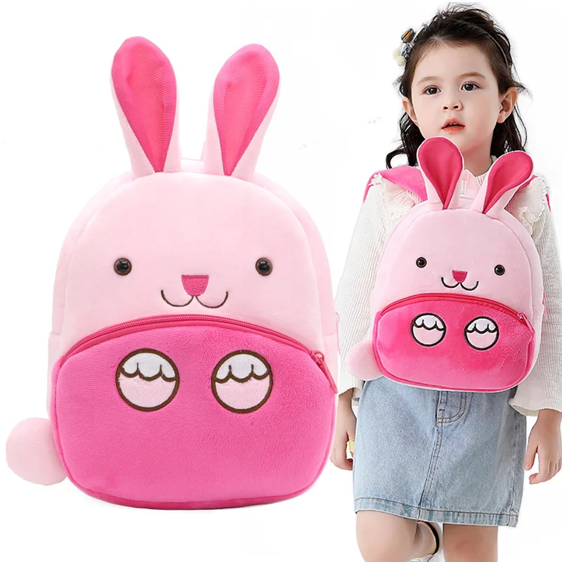 

Pink Rabbit Kids Bag for Girls Kawaii School Bags Soft Toy Pouch Kindergarten Child Unicorn School Backpack Mochilas Para Niños