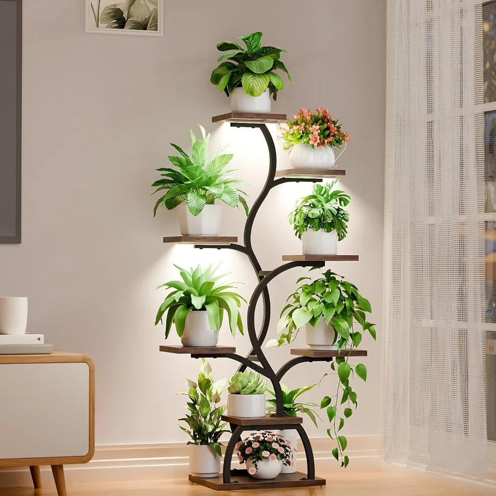 Customizable Plant Stand Indoor with Grow Light - 8 Tiered Plant Shelf Indoor, 49