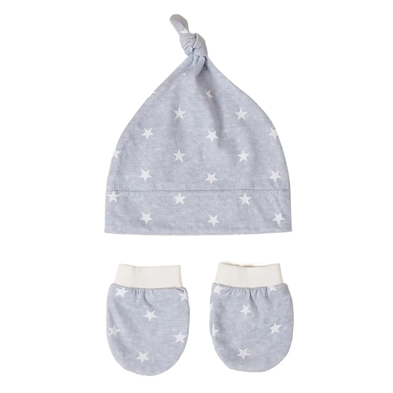 Cute Cartoon Newborn Baby Cotton Beanies Hat and Mittens Set Baby Newborn Accessories