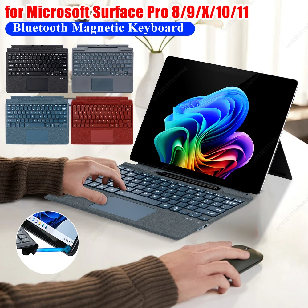 

Bluetooth-Compatible Ultra-Slim Keyboard 7-Color Backlight Portable Magnetic Keyboard for Microsoft Surface Pro 8/9/X/10/11