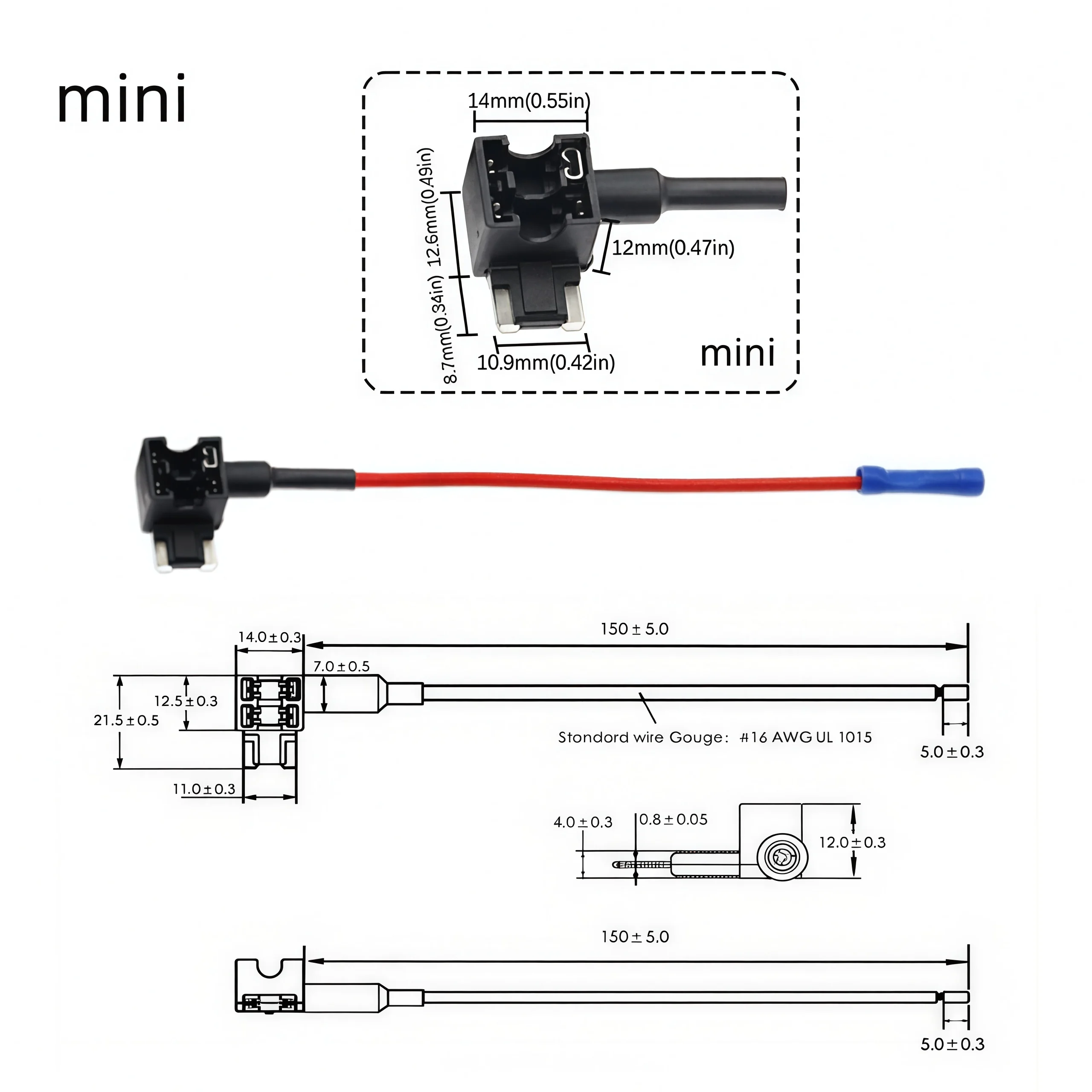 5er-Pack Add-a-Circuit-Adapter APM Tap Mini Blade Micro 12V Auto-Sicherungshalter Auto-Motor-Versicherungs-ATM-Adapter – Detail 6