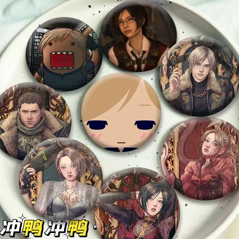 Resident Game E-Evil Can Badge Leon Ada Wong Albert Wesker Brooch Funny Cartoon Lapel Pins Hat Clothes Accessories Souvenir Gift