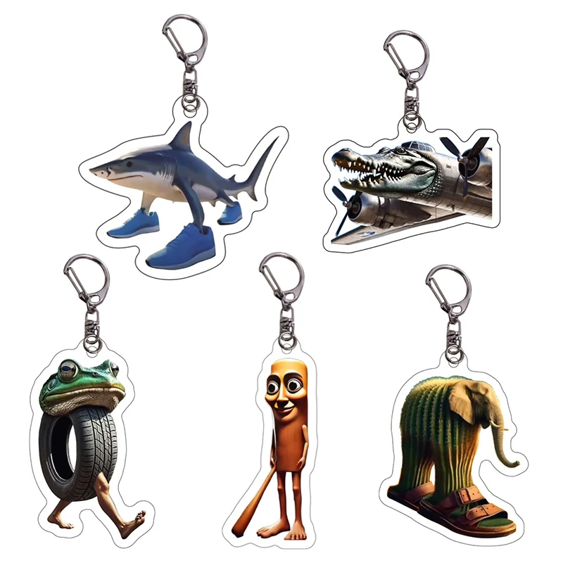 

Creative Italian Brainrot Animals Keychains for Accessories Funny Sigma Skibidi Rizz Cat Silly Meme Keyrings Fans Friends Gifts