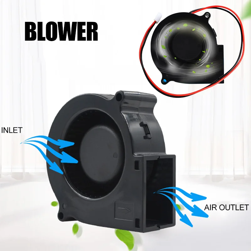 Brushless DC Blower Fan Ultra Quiet Cooling Fan 2 Wires 5015S 12V 0.15A 50x15mm Ball Bearing Printer Accessories Centrifugal Fan