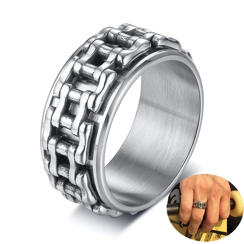 Men Fidgets Rings 2022 Trend Punk Rings Y2k Jewelry Stainless Steel Anti Stress Ring Rotate Gift