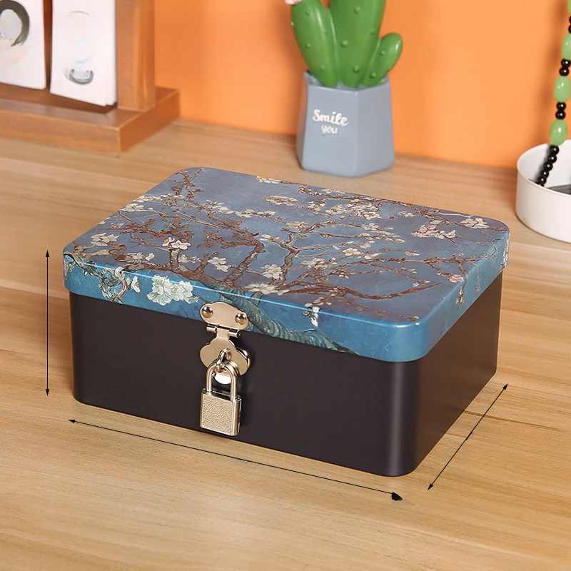 Iron Box Thickened Storage Box with Password Lock Box Jewelry and Hair Accessories Cosmetics Storage and Packaging Iron Box