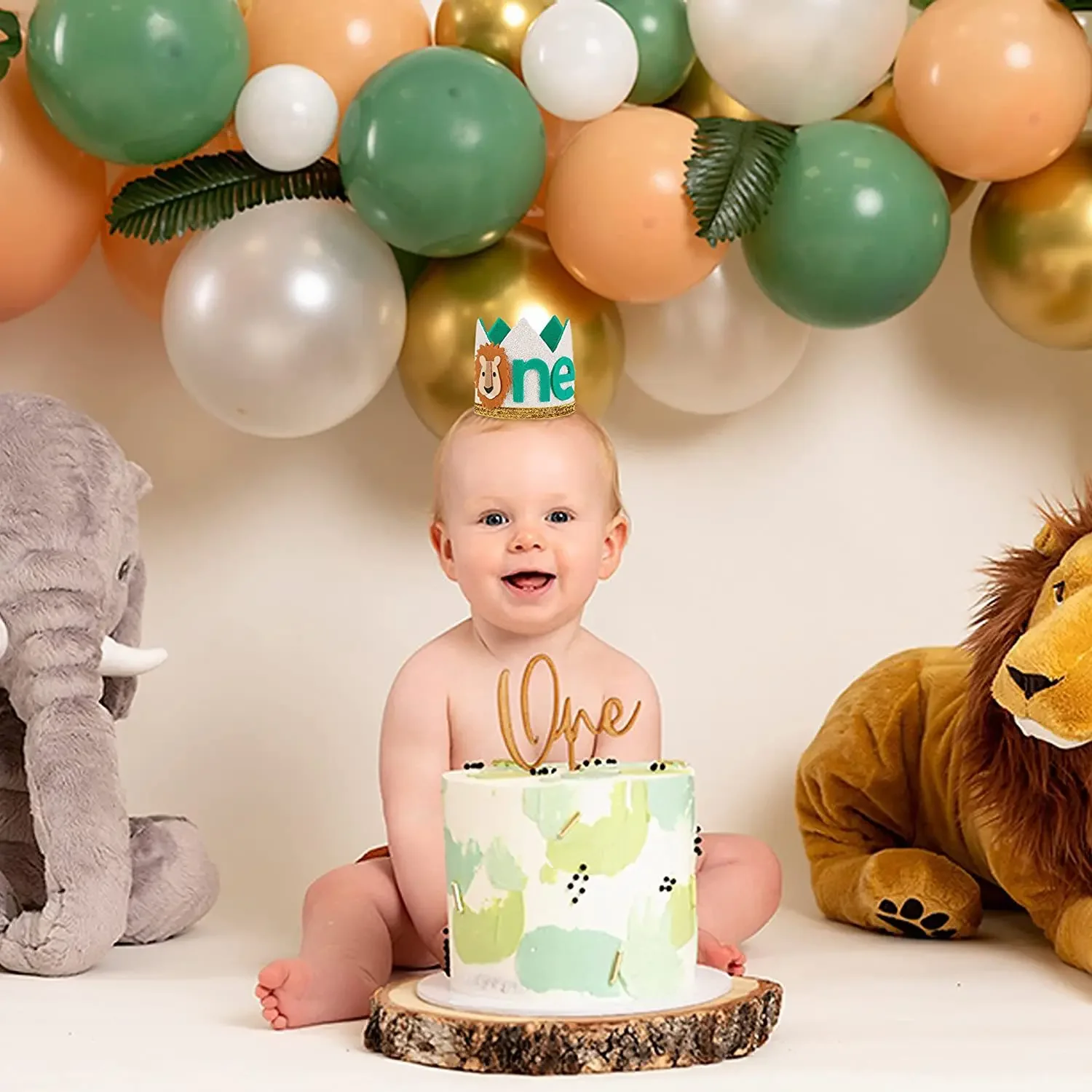 1pc Baby Lion Felt Crown Hats Birthday Party For Kids Birthday Hat 1 Year Animal Jungle Party Baby Shower Birthday Photo Props