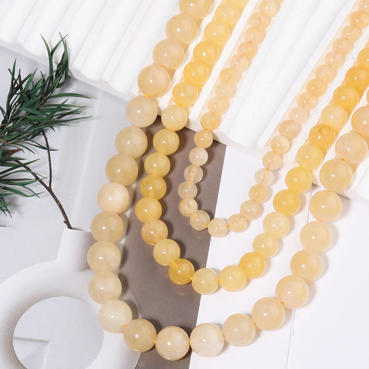 Natural Stone Yellow Chalcedony Beads Round Loose Gemstone For Making DIY Bracelet Necklace Jewelry Making