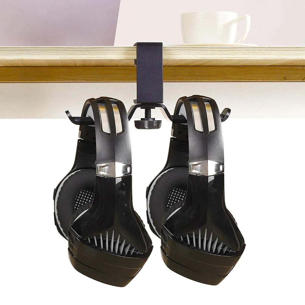 Doppelter Kopfhörer ständer unter dem Schreibtisch, universeller PC-Gaming-Schreibtisch-Kopfhörer halter, um Grad drehbar, Kopfhörer halterung