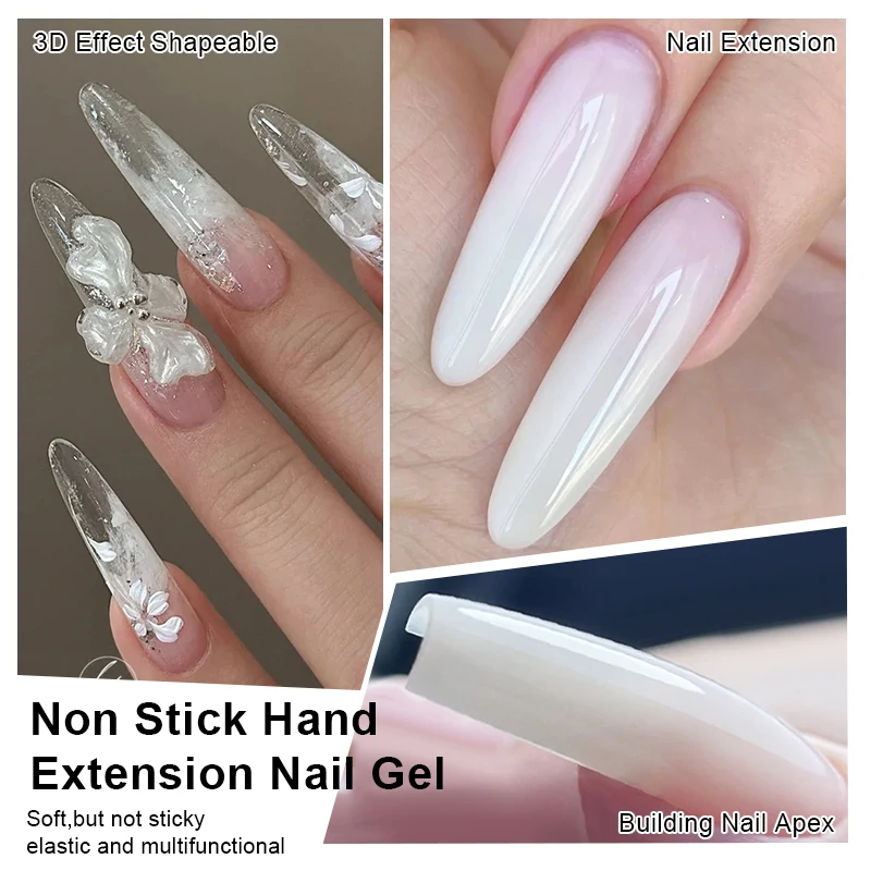 BORN PRETTY Esmalte de unha em gel duro antiaderente para escultura à mão para extensão de unhas com caneta de escultura 15ml Kit de unhas nude branco leitoso