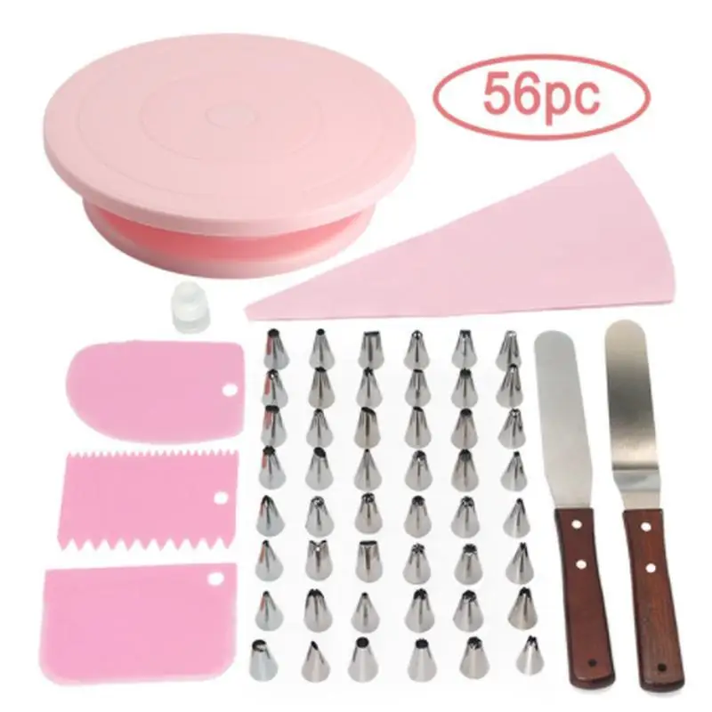 

6/20/56pcs set Pastry Turntable Kit Cake Decorating Supplies Baking Tools Accessories Rotating Stand Cream Nozzles for Fondant