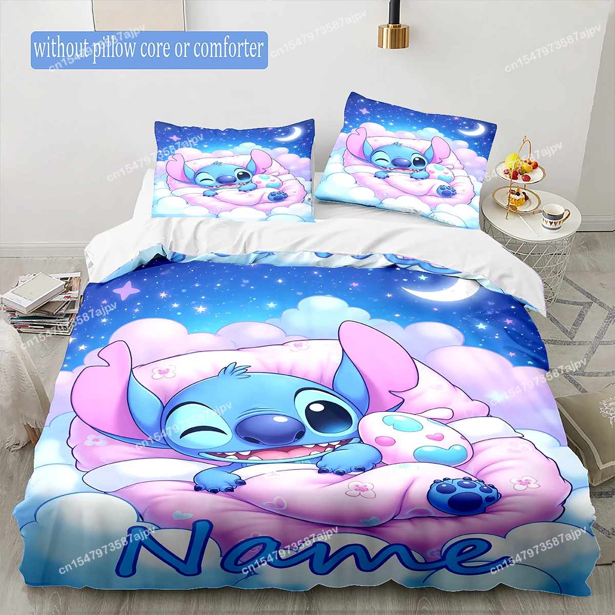 Personalized Duvet Custom Cute Stitch Bedding Set King Twin Double 3 Piece Polyester Duvet Cover Set Christmas Gift Decor-QIANG