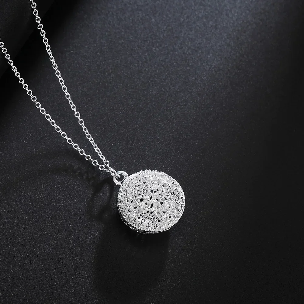 

Hot Hollow ball Pendant 925 Sterling Silver Necklace For Women Christmas gifts high quality wedding party luxury fashion Jewelry