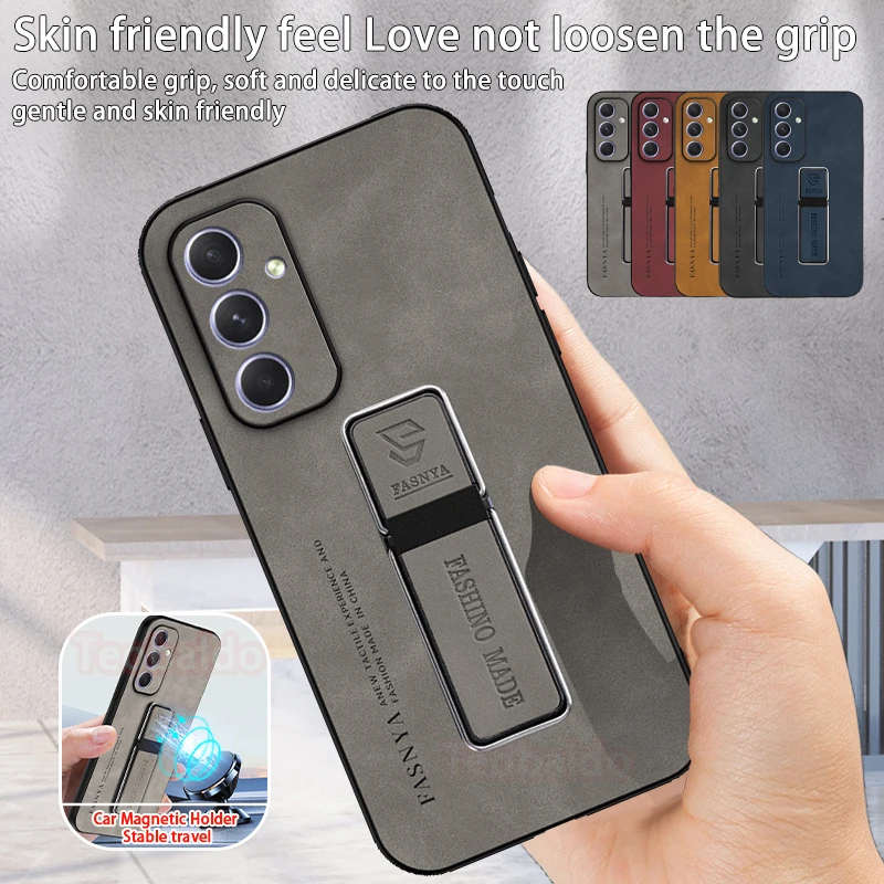 Funda magnética de cuero para Samsung Galaxy A55 5G, carcasa trasera A prueba de golpes, soporte para coche, A55 a55 A 55 5g