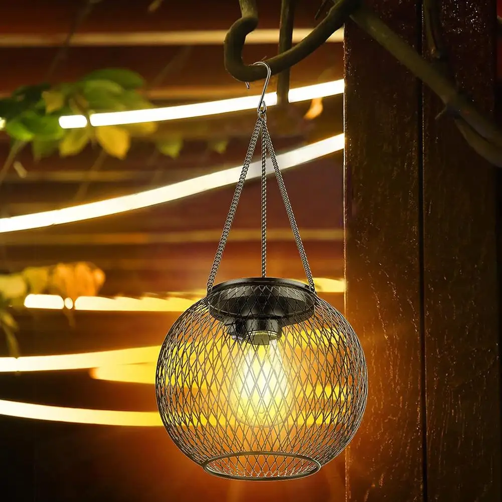 Solar Lantern Led Light Daylight Sensor Garden Lamps Lights Outdoor Waterproof Landscape Iron-art With Durable Chain Decor