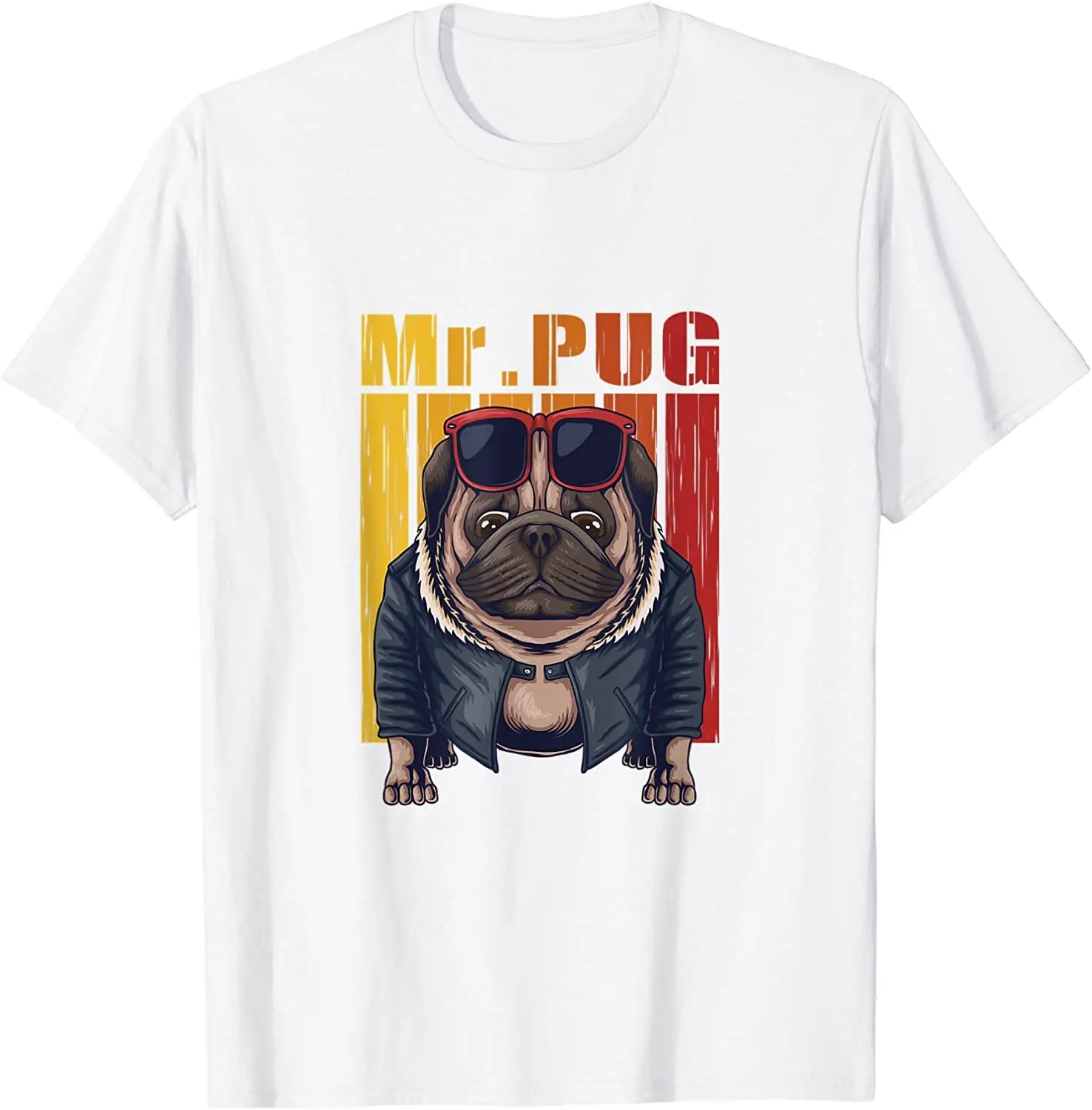 

Крутая футболка с векторными иллюстрациями Mr. Pug Dog, мужские повседневные футболки из 100% хлопка, свободный топ, размер S-3XL