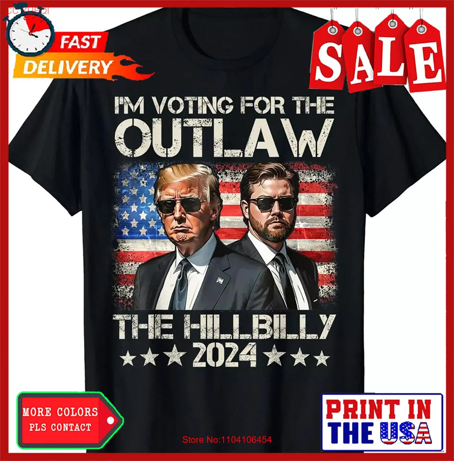 Vintage I'm Voting For The Outlaw And The Hillbilly 2024 Unisex T-Shirt