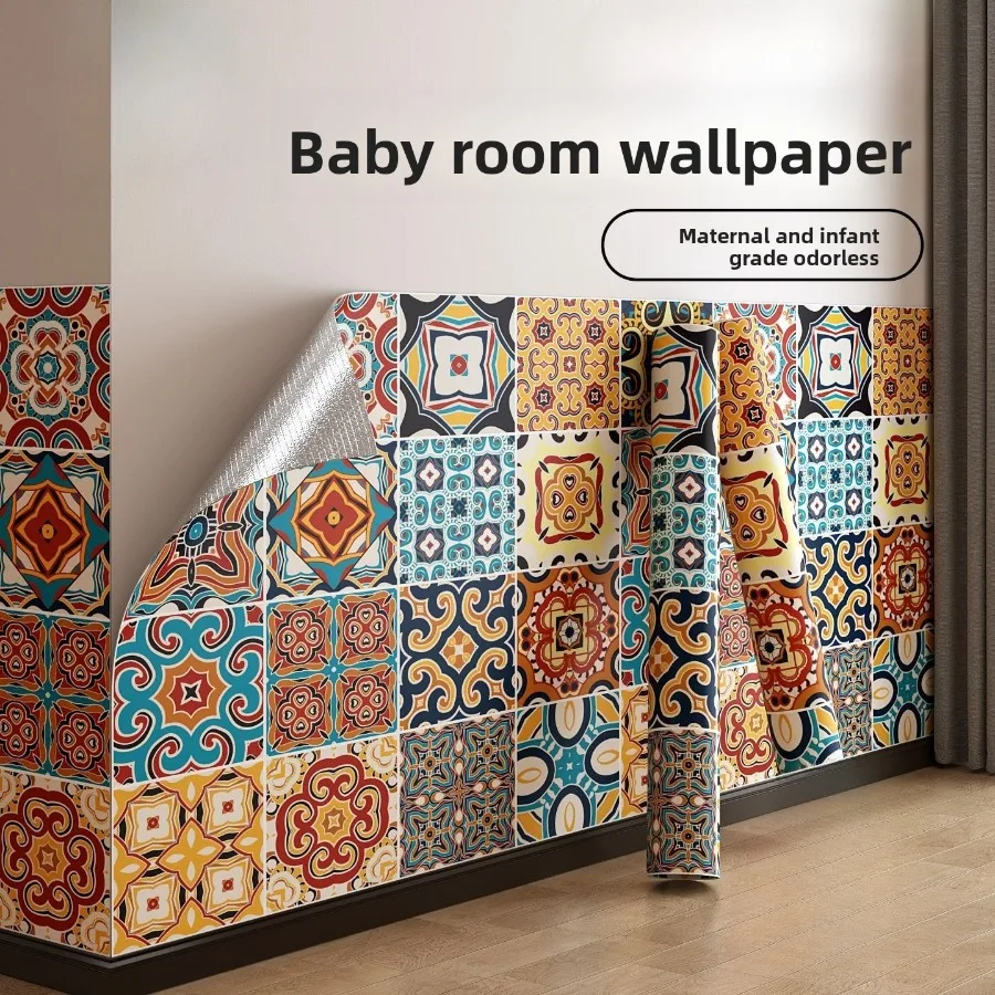 

wall stickers for kids rooms Bohemian style waterproof thick PVC self adhesive wallpaper bedroom cuisine oil proof stickers