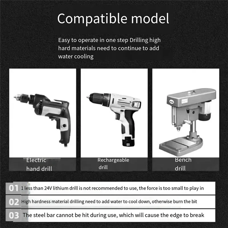 B50C New Four-Edged Sawtooth Eccentric Drill For Dry Drilling Of All  Tiles, Glass, Marble And Concrete 4Pcs