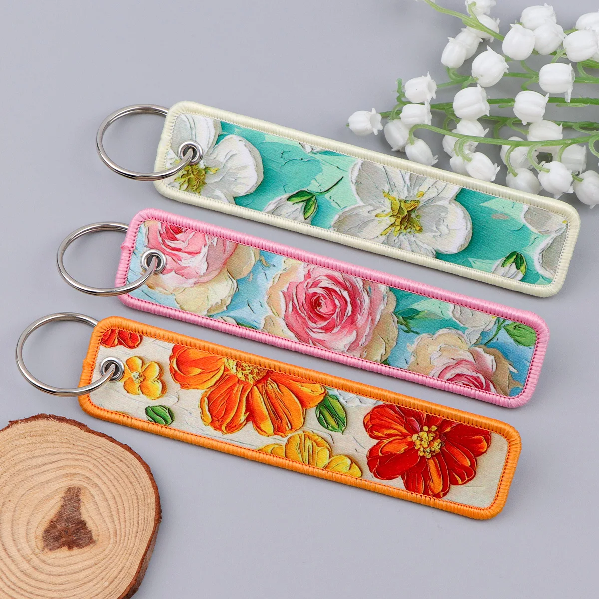 Oil Painting Flower Print Embr - Embroidery Rose ulasan dan harga