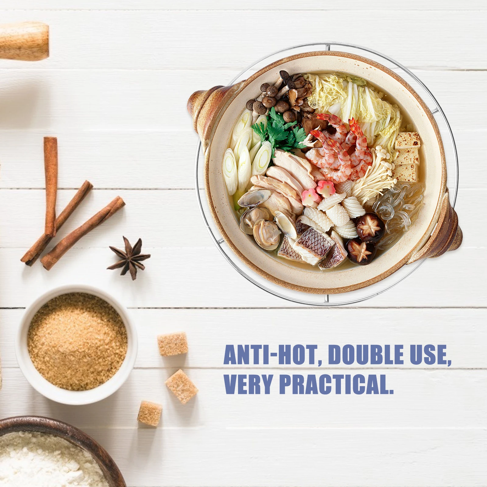 

1Pcs Stainless Steel Pot Steaming Rack Thick Stable Design Heat Proof Kitchen Steamer Shelf Multifunctional Stand